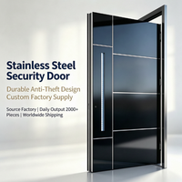 Porte de sécurité moderne sur mesure en acier inoxydable, porte en aluminium et bois, plusieurs choix de cœurs en bois