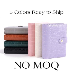 Faux <span class=keywords><strong>Croc</strong></span> cousu à la main 6 anneaux argent organisateur A7 portefeuille liant A7 spirale papier Journal cadeau journaux Journal rechargeable - Product Image 3