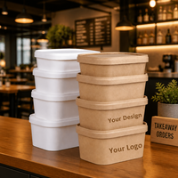 Boîte à lunch rectangulaire biodégradable écologique avec logo personnalisé, anti-fuite, de qualité alimentaire, pour emporter