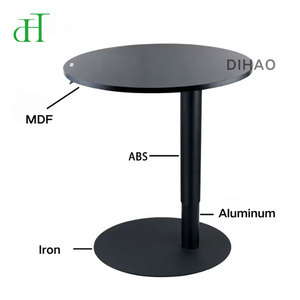 Mesa de Centro Redonda Negra Moderna y Minimalista con Elevación Neumática y Ranura Integrada para Tablet - Product Image 4