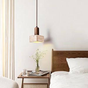 Moderno E27 220V foro di travertino Lava LED pietra da pranzo ciondolo caldo lampadario bianco luce per alberghi ville medio - Product Image 2