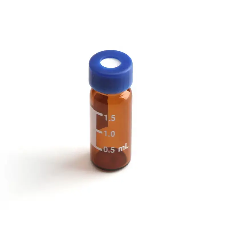 Clear or Amber 1.5mL or 2mL Screw Glass Vials with Clear Printed Graduation and Marking Area, Short Thread, Chemical and Lab Use