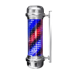 Modern Design <b>LED</b> Turn Light Portable Glass Barber Pole Sign for Hairdressing Salon Outdoor Rotating Light Box - Product Image 4