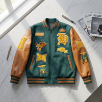Blouson universitaire vintage grande taille pour homme, automne, avec broderie personnalisée à motif lettres, patch en chenille, coupe-vent, écologique, réversible