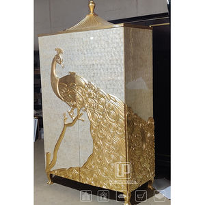 Mansion Luxury Gold <b>White</b> <b>Storage</b> Octagon <b>Cabinet</b> Tall Metal Design Display <b>Cabinet</b> for Living Rooms Modern - Product Image 1
