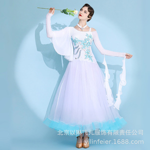 New Design Fashion <strong>Retro</strong> Elegant Women Adult Performance Competition Wear White Ballroom Dance <strong>Dress</strong> - Product Image 3
