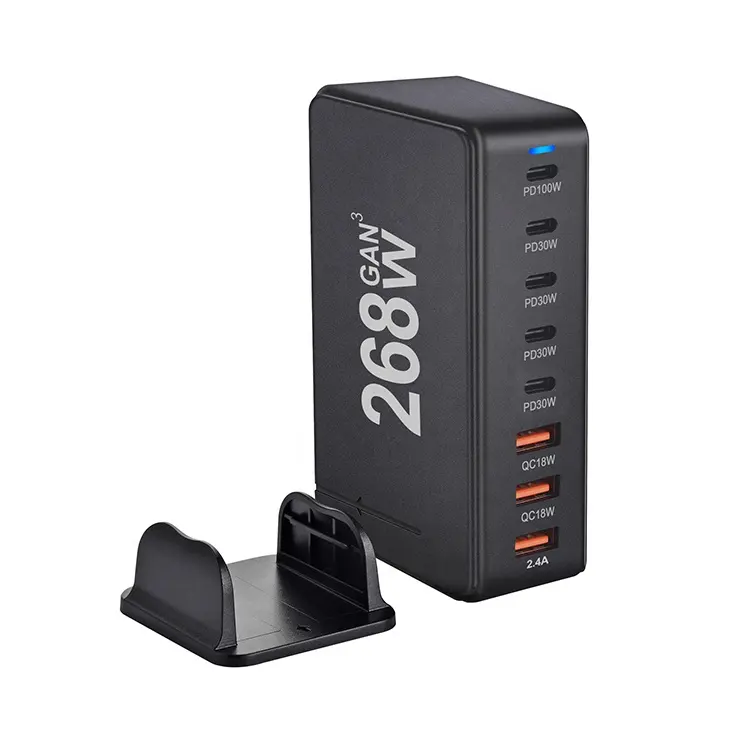 268W GaN Ladegerät USBC Ladestation für mehrere Geräte Universal Desktop Phone Charger für Travel Black
