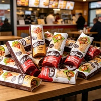 Boîte d'emballage personnalisée pour shawarma à emporter, en papier kraft, pour frites, emballage alimentaire jetable, boîte oreiller pour brunch