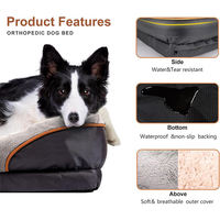 Plüschiges, Einfarbiges, Modisches, Beruhigendes Orthopädisches Hundebett, Großes Hundesofa, Wasserdicht, Ultra-Abnehmbarer Waschbarer Bezug, Weich