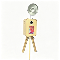 Photo Booth Lipat Kayu dengan Tripod, Pemotretan Multi-sudut, Kompatibel dengan Kebanyakan iPad & Kamera untuk Acara