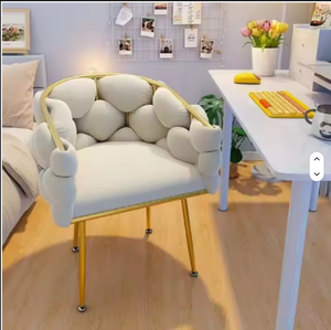 Silla de Maquillaje Estilo Crema de Lujo Ligero, Taburete Sencillo para Tocador con Respaldo, Silla de Comedor Popular en Instagram para Dormitorio de Niñas - Product Image 2