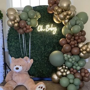 Feile Green Brown Dark Emerald Camouflage Metallic Gold Balloons Set for Camping <strong>Jungle</strong> <strong>Theme</strong> Army Birthday Baby Shower <strong>Party</strong> - Product Image 5