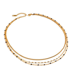 Moda 18K oro Acero inoxidable suave 3D pentagrama colgante cadena trenzada Cruz doble capa collar cartografía celestial - Product Image 3