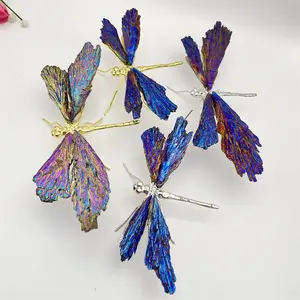 Natürlicher Kristall Schwarz Turmalin Galvani sieren Libelle Farbe Ornamente Kristall Turmalin Handwerk Ornamente