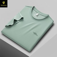 T-shirt Homme Col Modal Vintage Haut de Gamme pour le Commerce Transfrontalier, en Coton Ammoniac Liquide Respirant, Grande Taille, Manches Courtes