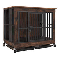 Cage pour chien de style meuble, en tube d'acier robuste, avec plateau coulissant, niche d'intérieur pour animaux de compagnie avec table de rangement pour chiens