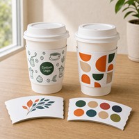 Portavasos de cartón blanco con logo impreso para mostrador de bebidas, embalaje para cafeterías y tiendas de té, pedidos promocionales, pedidos de bebidas de temporada