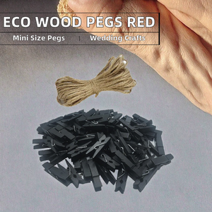 Pinces à linge en bois écologiques, mini, pour voyage, salon, armoire - Mariage, artisanat, ornements, lot de 50, rouge - Product Image 2