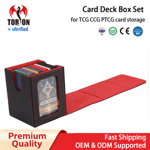   Boîte de rangement double fenêtre étanche en cuir PU écologique et durable pour cartes TCG Yugioh 100 cartes Commander magnétiques - Product Image 1