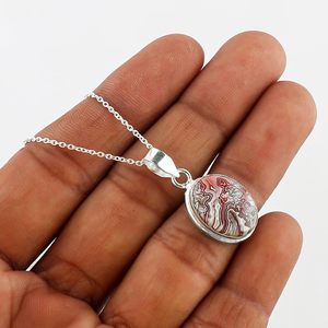 YASHEE Natural Crazy Lace Agate Oval Pendant <b>Necklace</b> 18 Inches Silver Plated Bezel Setting Healing Gemstone Unisex Gift - Product Image 5