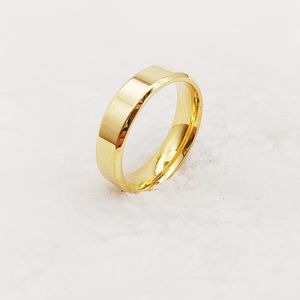 Classique Self-Style Plat Polissage En Acier Inoxydable Doré Bagues De Fiançailles De Mariage Couples Alliances pour Hommes et Femmes - Product Image 2