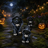 Statue Chat Noir Halloween Figurine Résine Ornement Décoration Maison Jardin Bureau Table Étagère