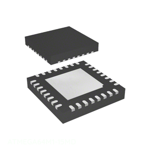 Componentes de circuito electrónico 32 VQFN Exposed Pad, canal integrado del fabricante de la ATMEGA64M1-15MD - Product Image 1