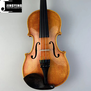 Instrumentos de cuerda de música Jingying 2024, venta al por mayor, violín de panel hecho a mano de madera maciza de abeto de arce flameado, violín lateral y trasero de arce - Product Image 2