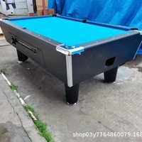 Table de billard à monnayeur, style américain, noire, pour intérieur, standard 7ft 8ft