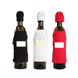 Promotion Cotton Poly Wine Bottle Little Chef Apron and hat Restaurant Wine Decor Apron