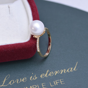 Bague en argent Zhuji Edison S925, perle d'eau douce ronde de 10-11 mm, lumière intense, minimaliste, faite à la main avec de fines imperfections - Product Image 2