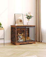 Portes Modernes Élégantes Rustiques en Bois et Métal Noir avec Décorations Linéaires pour Extérieur, Niche pour Chien, Chambre, Lit pour Chien, Salle à Manger, Cuisine, Villa, Hôtel