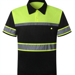 Safety <b>Shirts</b> for Men High Reflective Polo <b>Shirts</b> with Pocket Short Sleeve Contrast Panel Workwear Breathable Knitted Fabrics - Product Image 5