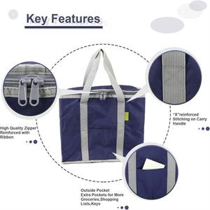 Gran oferta, gran capacidad, venta al por mayor, bolsas de refrigeración plegables, bolsa térmica aislada de poliéster reutilizable - Product Image 2