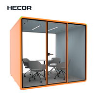 Vente directe d'usine - Cabine insonorisée avec table compacte pour 6 personnes, idéale pour les bureaux
