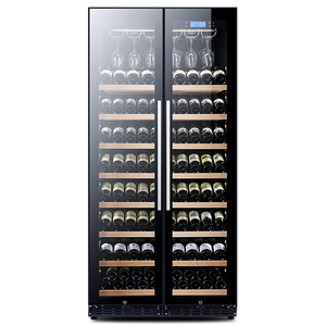 Enfriador de Vino de 2 Puertas de Vidrio con Pantalla Digital, Logotipo Personalizado, Color Rojo Marrón Negro, Sin Niebla, para Vino Tinto y Otras Bebidas Alcohólicas, con Luz - Product Image 1