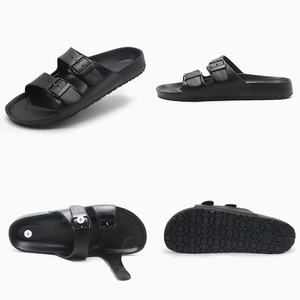 Sandales personnalisées Bosirui en PVC noir pour hommes, design à bout ouvert avec deux brides, collection printemps, OEM, logo personnalisé - Product Image 6