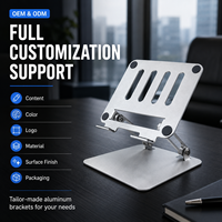 Support de tablette pliable en alliage d'aluminium réglable en hauteur, multi-angles, pour bureau, support iPad portable, logo personnalisé, vente en gros OEM