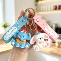 Llavero de Goma con Diseño de Animales de Dibujos Animados, Panda, Conejo, Elefante, Perro, Colgante para Mochila Escolar, Recuerdo de Fiesta, Regalo Promocional
