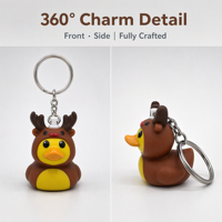 Porte-clés en gros en forme d'animaux (canard, renne, requin, dinosaure) en PVC souple avec anneau métallique, 5 modèles, pour sacs cadeaux de Noël, en vrac