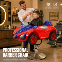Fauteuil de Barbier Enfant en Forme de Voiture, Chaise de Salon pour Enfants, Vente en Gros, Pivotant et Réglable pour Salon de Coiffure Enfant