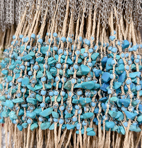 Bracelets en <span class=keywords><strong>macramé</strong></span> tissé à la main en pierre de gravier naturel pour femmes, pierres précieuses, raphia, herbe tressée, <span class=keywords><strong>bracelet</strong></span> de cheville, cadeau de plage - Product Image 1