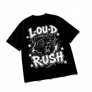 Loud Rush <b>Panther</b> Print <b>Black</b> Short Sleeve <b>T</b>-<b>Shirt</b> Men's Street Style O-Neck Regular Fit Cotton Jersey - Product Image 1