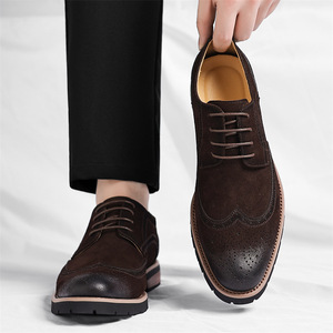 Zapatos Casuales de Cuero para Hombre, Estilo Inglés, Color Marrón, Plataforma Elevada, con Cordones, Transpirables, para Bodas de Verano - Product Image 5