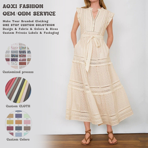 Fabricant de vêtements écologiques Robes d'été durables à col licou Robes décontractées de créateur sur mesure pour femmes - Product Image 2