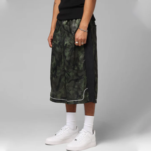 Shorts de basket streetwear pour hommes, en nylon patchwork, avec cordon de serrage, grande taille, motif camouflage, longueur genou, pour la course – Offre Spéciale - Product Image 3