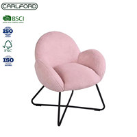 CARLFORD chaise d'appoint moelleuse en fausse fourrure fauteuil tufté rose pour salon chambre appartement hôtel école en plein air