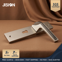 Poignée de porte Luxe Moderne Intérieur Bois Nickel Brossé Aluminium Plaque de porte Poignée de porte avec serrure Poignées de porte Luxe
