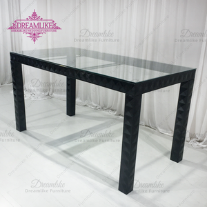 Hình chữ nhật thanh thép không gỉ bảng màu đen được thiết kế bàn đám cưới ngoài trời với kính đầu sơn màu đen - Product Image 3