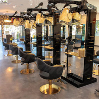 Lüks Berber Koltuğu Salon Şekillendirme Koltuğu Siyah PU Deri Hidrolik Saç Kesim Koltuğu Altın Tabanlı Ayak Dayama Yerli